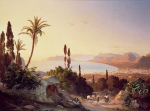 Golfo de Palermo, mirando hacia el Cabo Zafferano, c.1845